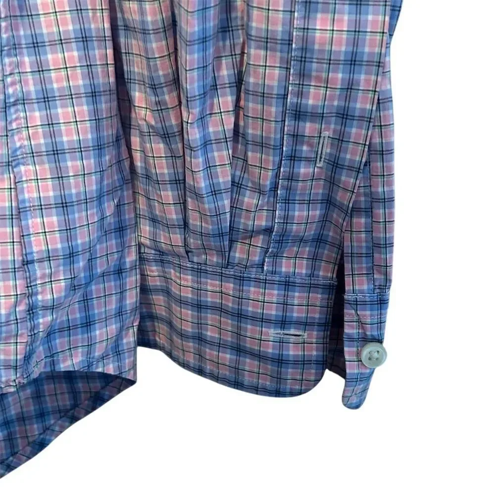 Polo Ralph Lauren Men's L‎ Pink and Blue Plaid Long Sleeve Button Down Shirt